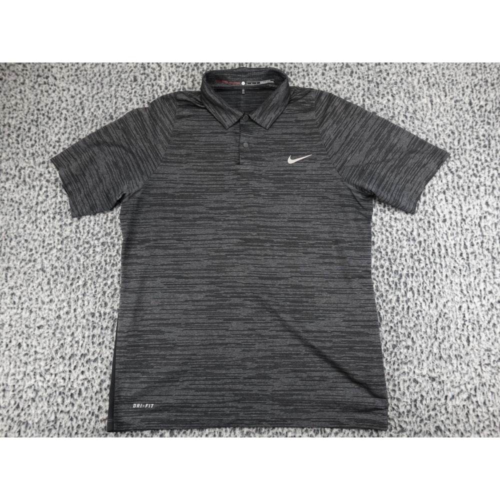 Nike Tiger Woods Collection Golf Polo Mens Large Gray Dri-Fit 803190-021‎